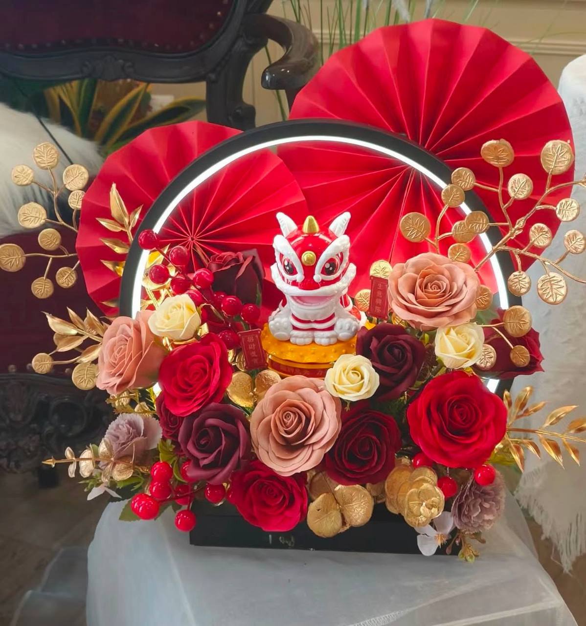 红金开业花篮 · 招财进宝